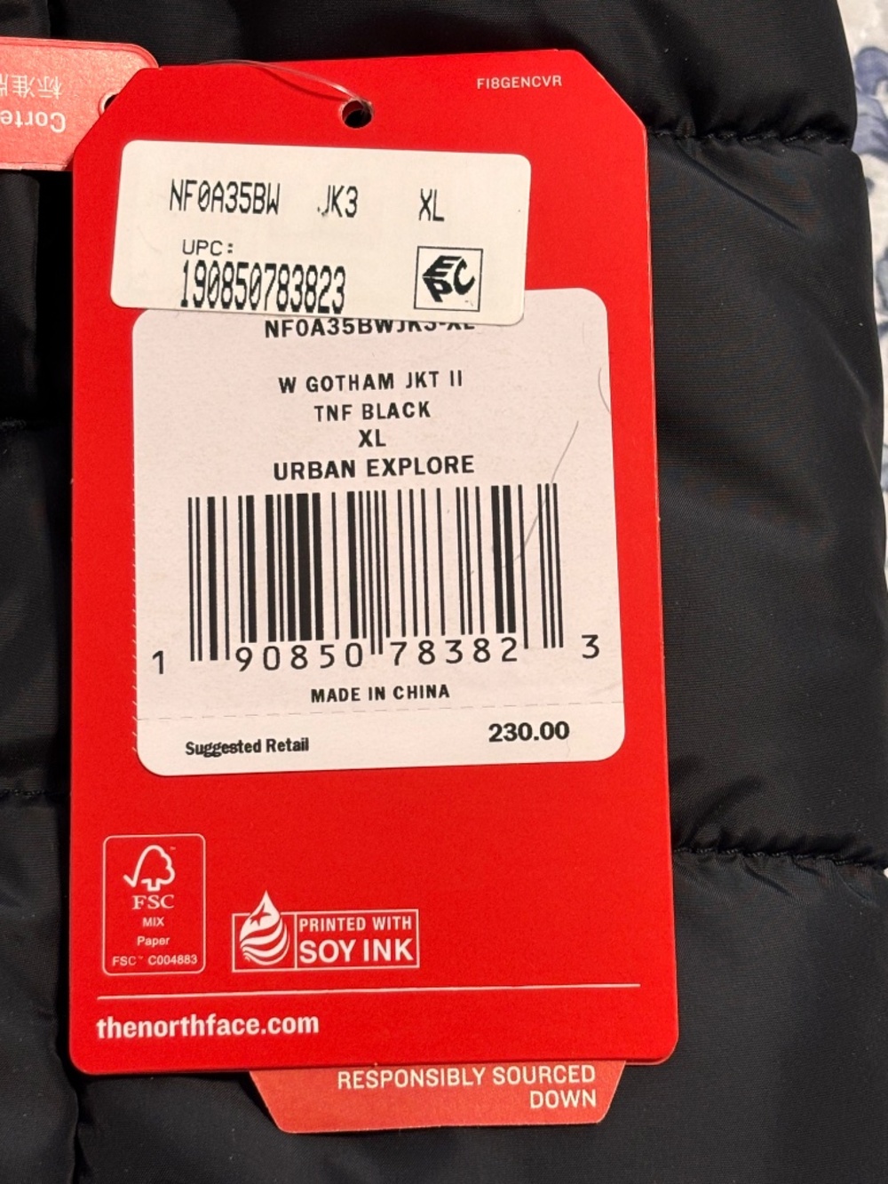 The North Face Gotham Women’s Black Down Hooded Puffer Coat Fur Trim XL - Picture 8 of 9